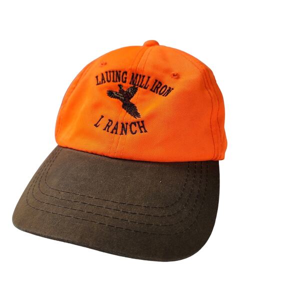 Vintage Lauing Mill Iron L Ranch Blaze Orange Hat Adjustable South Dakota Hunt - Picture 1 of 7